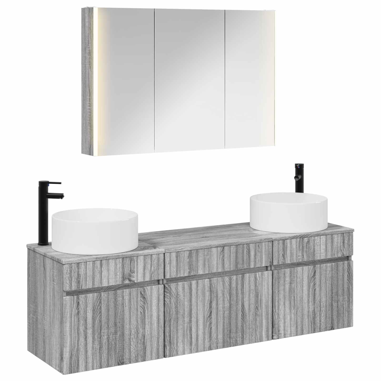 Σετ Ντουλαπιών Μπάνιου 4 pcs Γκρι Sonoma 103,5 x 15,5 x 70 εκ. - Pakobazaar