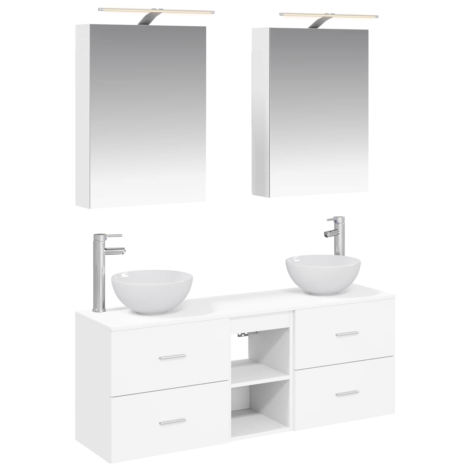 Σετ Ντουλαπιών Μπάνιου 5 pcs Λευκό 50 x 14,5 x 70 εκ