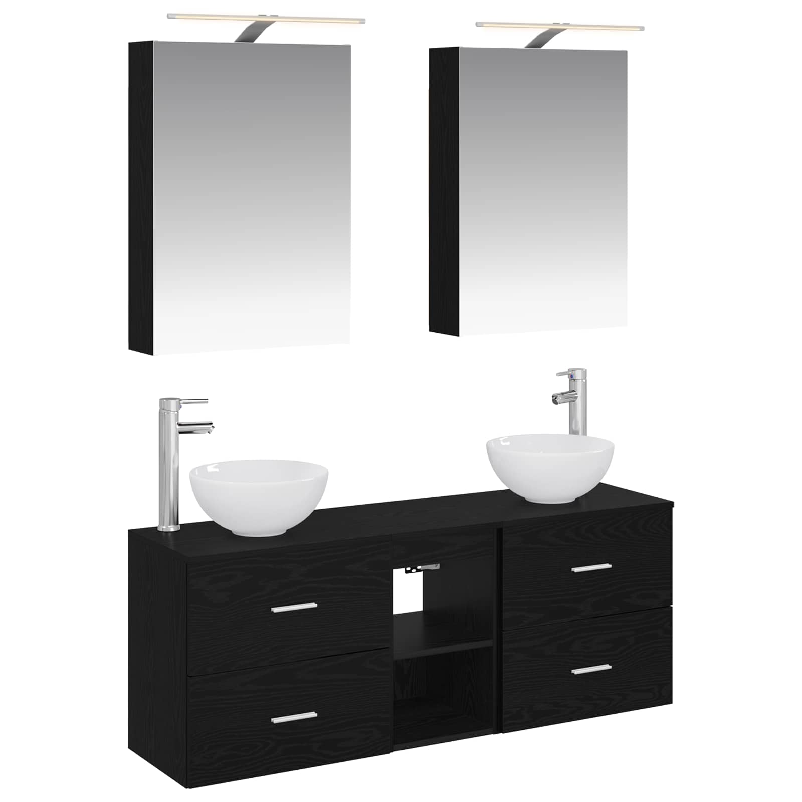 Σετ Ντουλαπιών Μπάνιου 5 pcs Μαύρη Δρυς 50 x 14,5 x 70 εκ