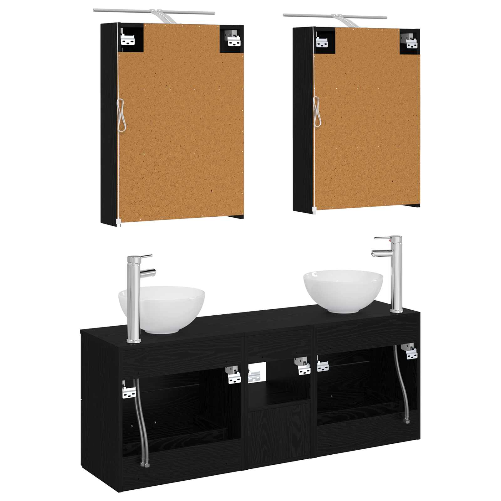 Σετ Ντουλαπιών Μπάνιου 5 pcs Μαύρη Δρυς 50 x 14,5 x 70 εκ