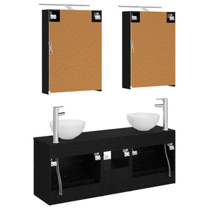 Σετ Ντουλαπιών Μπάνιου 5 pcs Μαύρη Δρυς 50 x 14,5 x 70 εκ - Pakobazaar
