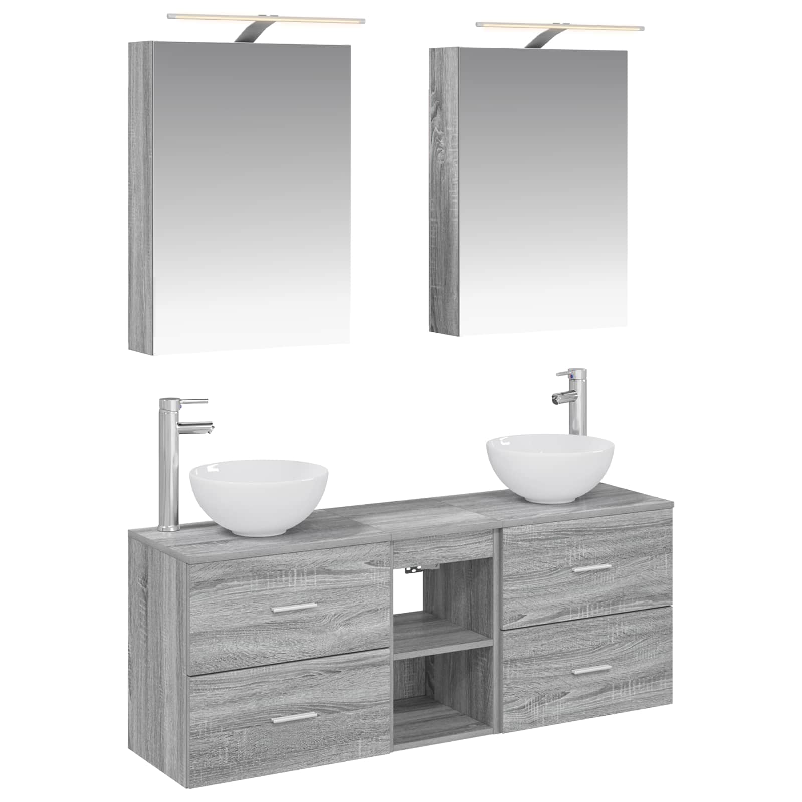 Σετ Ντουλαπιών Μπάνιου 5 pcs Γκρι Sonoma 50 x 14,5 x 70 εκ