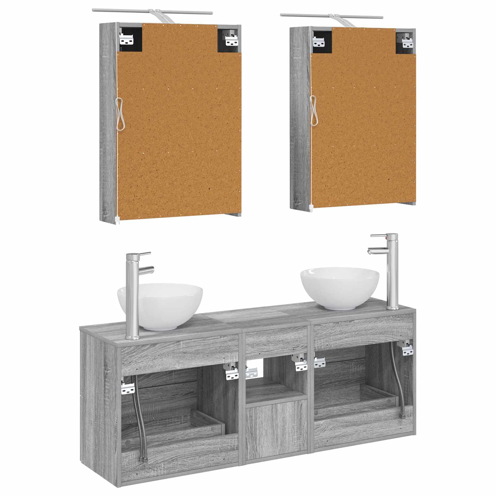 Σετ Ντουλαπιών Μπάνιου 5 pcs Γκρι Sonoma 50 x 14,5 x 70 εκ