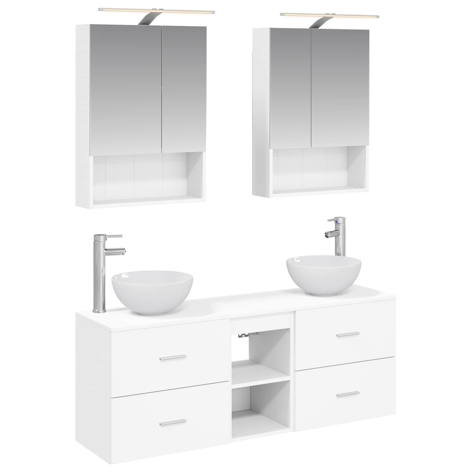 Σετ Ντουλαπιών Μπάνιου 5 pcs Λευκό 50 x 14,5 x 70 εκ
