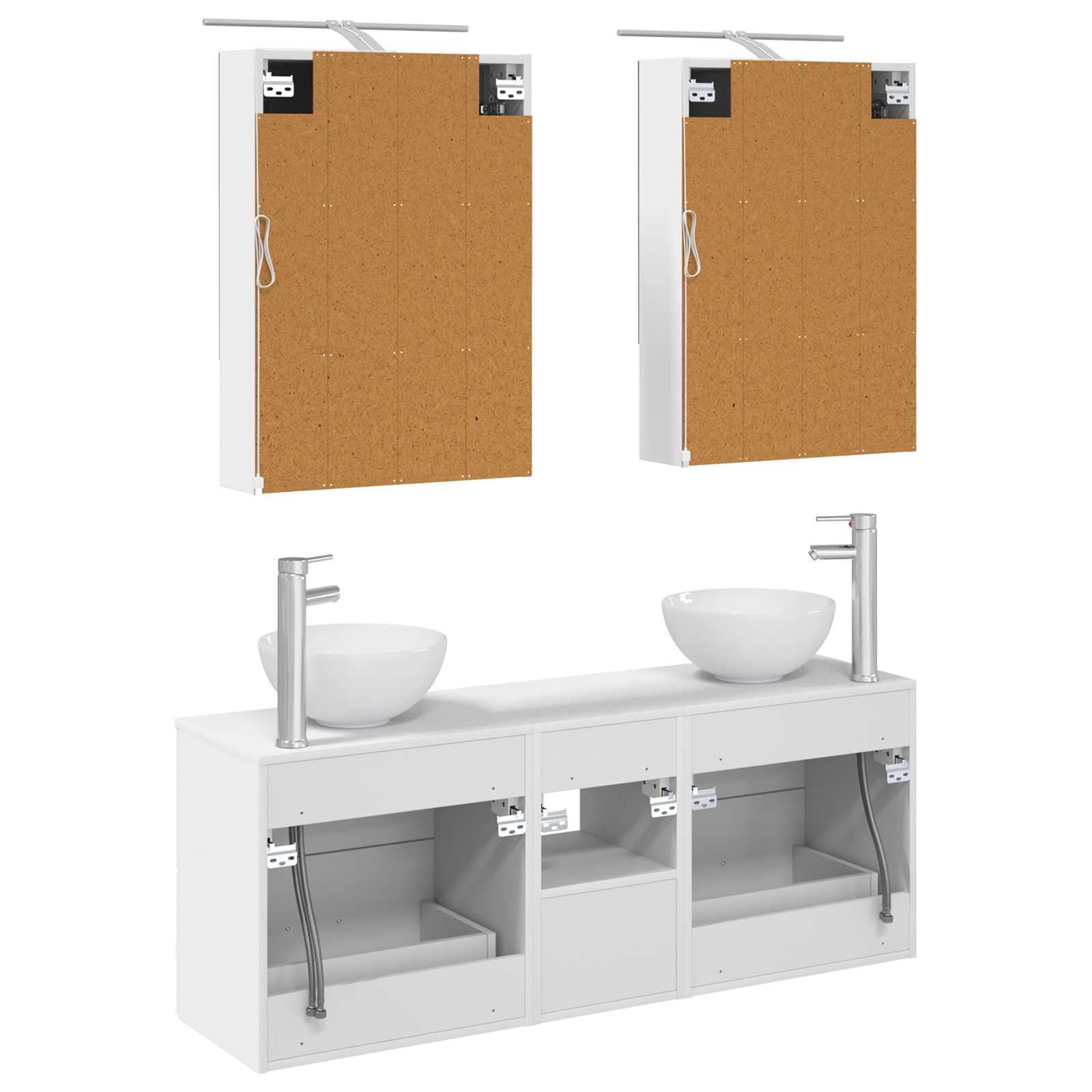 Σετ Ντουλαπιών Μπάνιου 5 pcs Λευκό 50 x 14,5 x 70 εκ