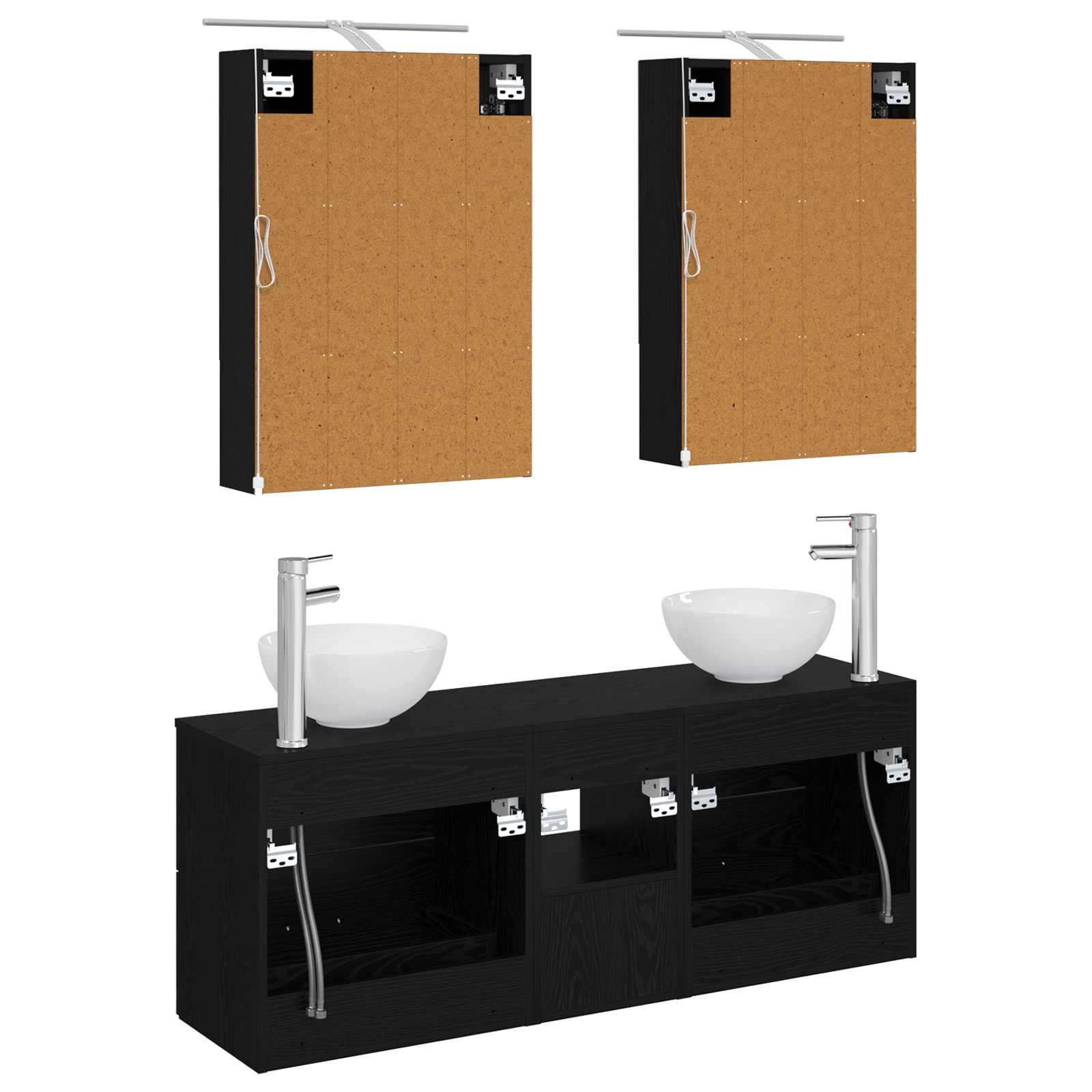 Σετ Ντουλαπιών Μπάνιου 5 pcs Μαύρη Δρυς 50 x 14,5 x 70 εκ