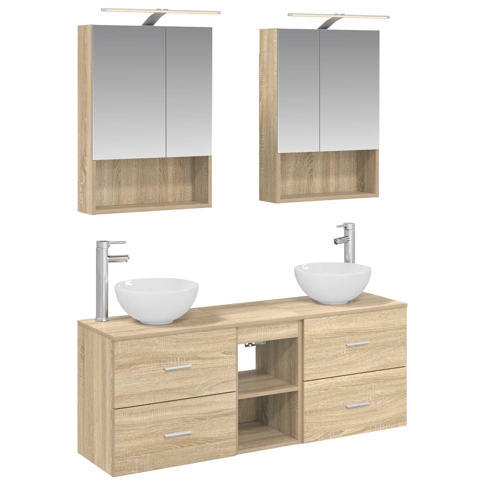 Σετ Ντουλαπιών Μπάνιου 5 pcs Sonoma Δρυς 50 x 14,5 x 70 εκ