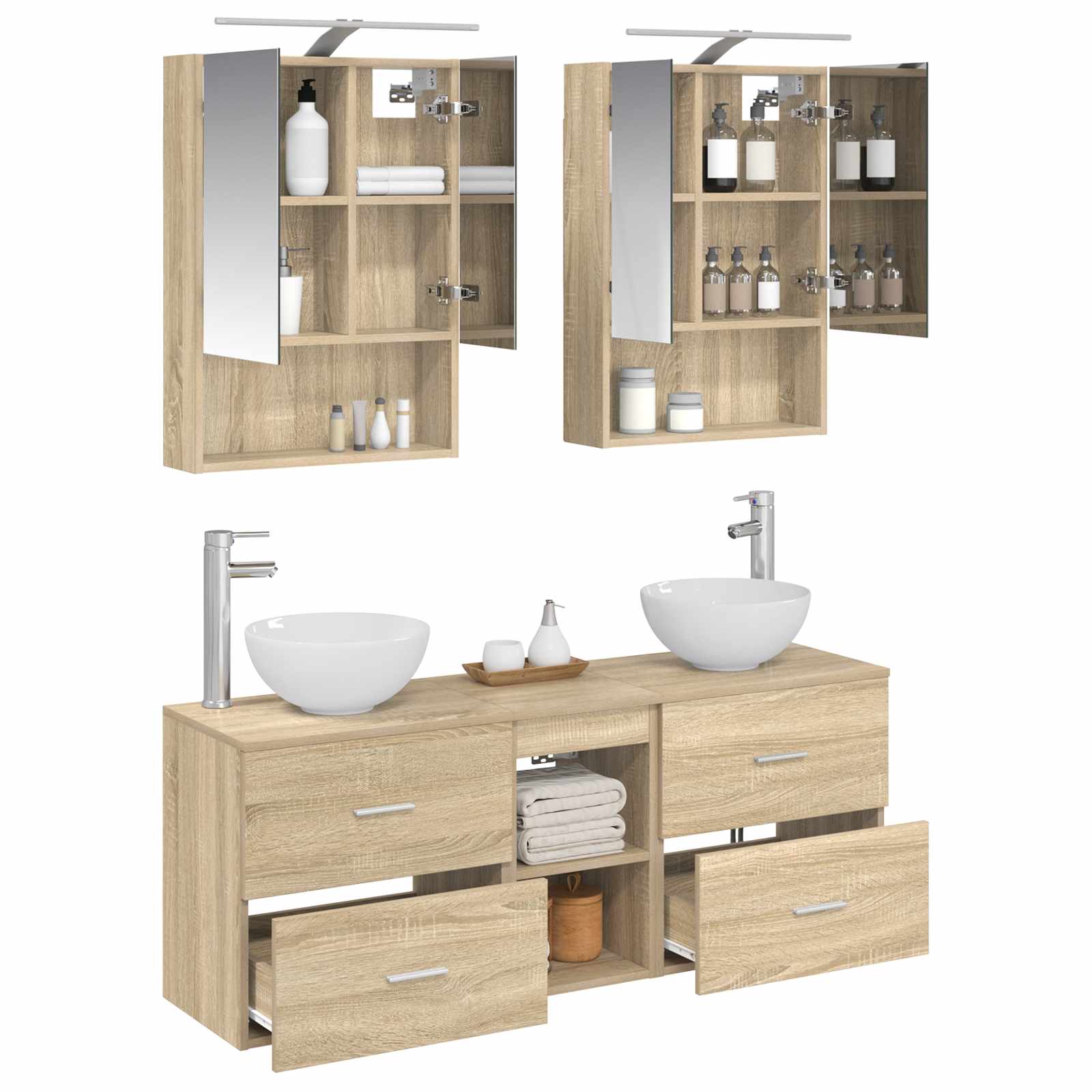Σετ Ντουλαπιών Μπάνιου 5 pcs Sonoma Δρυς 50 x 14,5 x 70 εκ