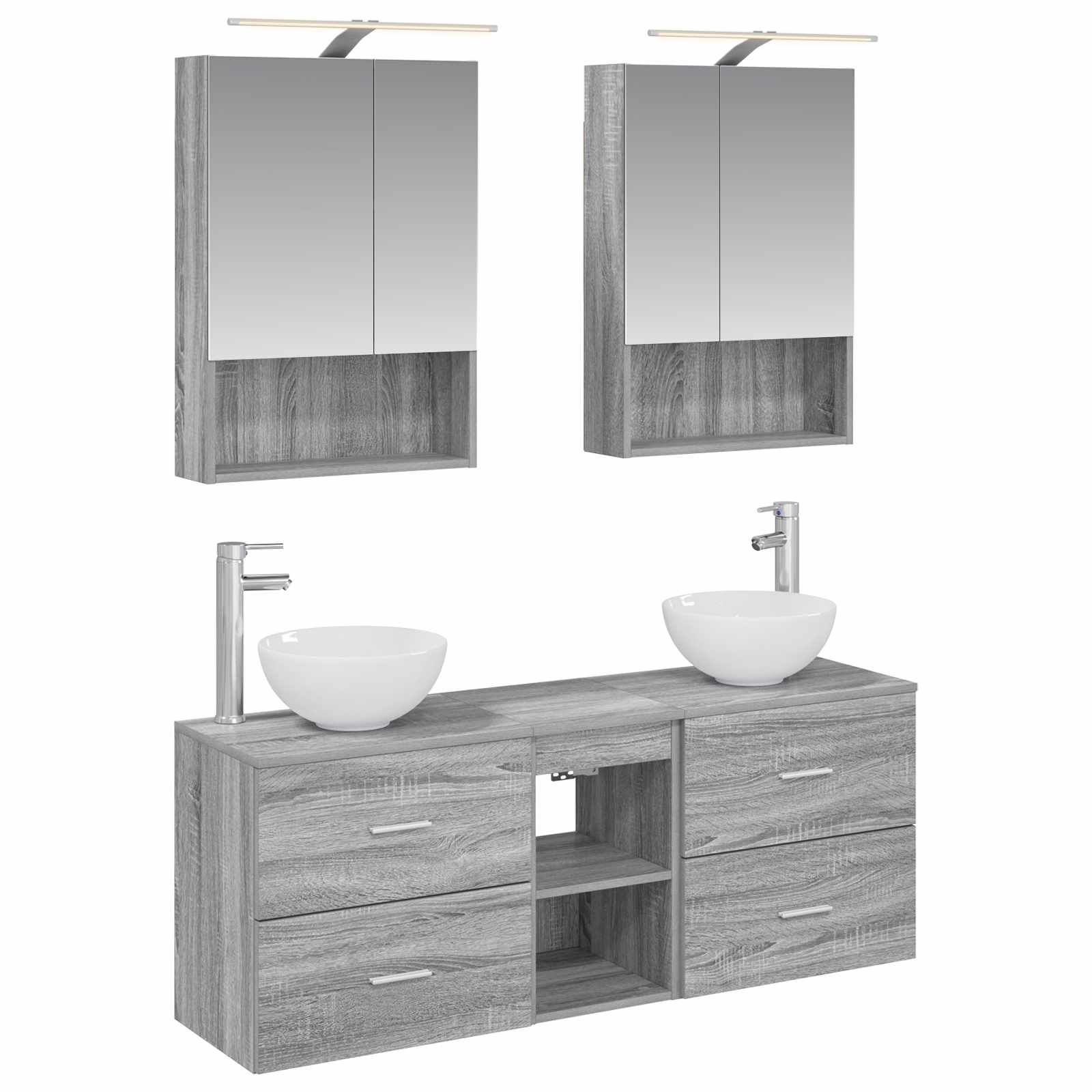 Σετ Ντουλαπιών Μπάνιου 5 pcs Γκρι Sonoma 50 x 14,5 x 70 εκ