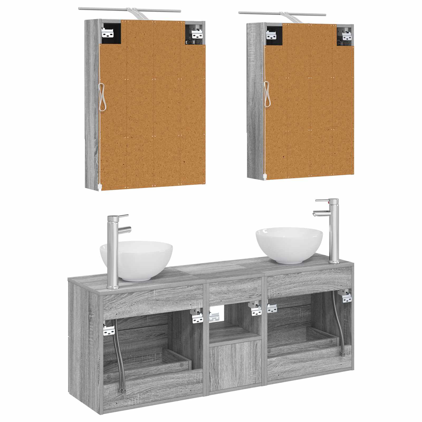 Σετ Ντουλαπιών Μπάνιου 5 pcs Γκρι Sonoma 50 x 14,5 x 70 εκ