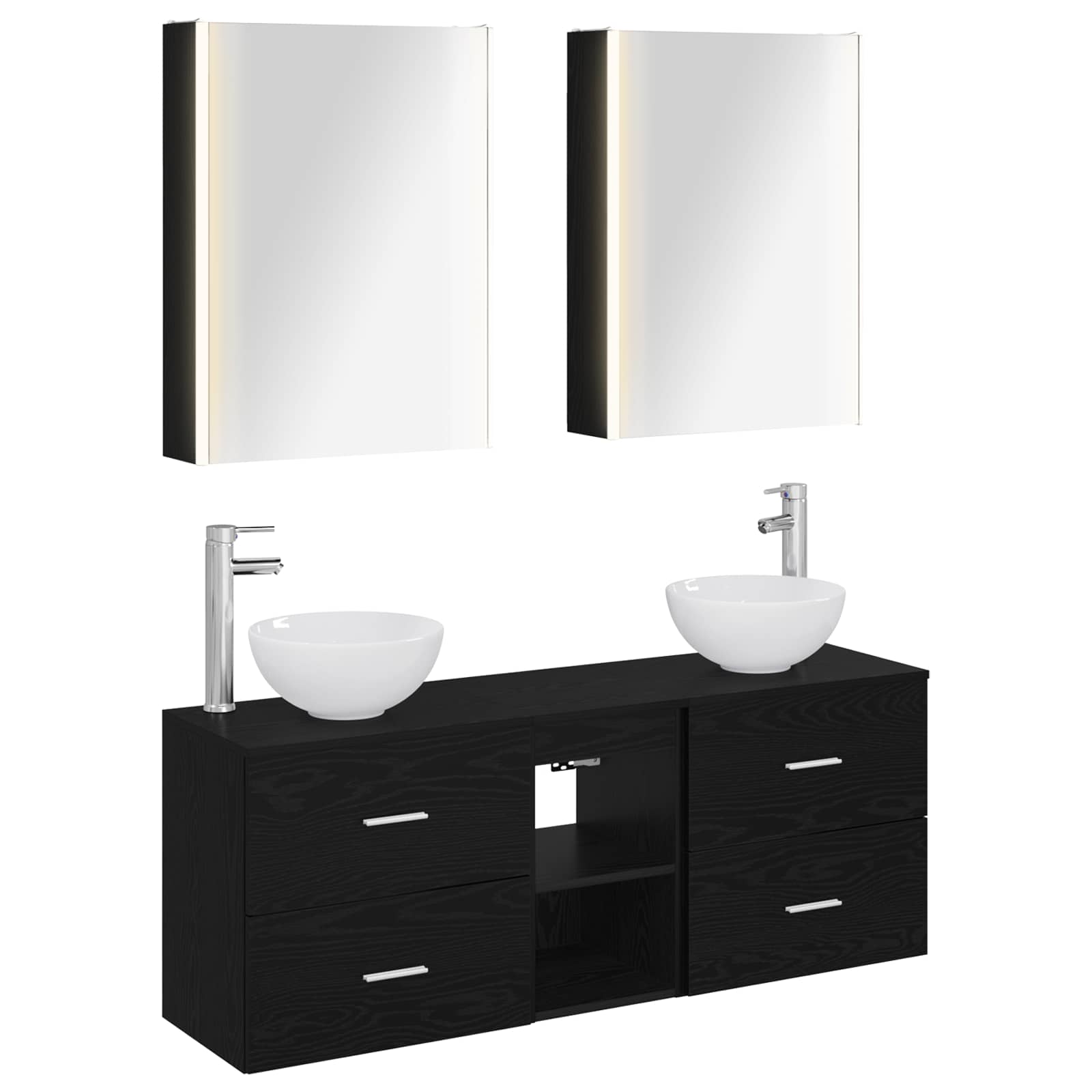 Σετ Ντουλαπιών Μπάνιου 5 pcs Μαύρη Δρυς 53 x 15,5 x 70 εκ.