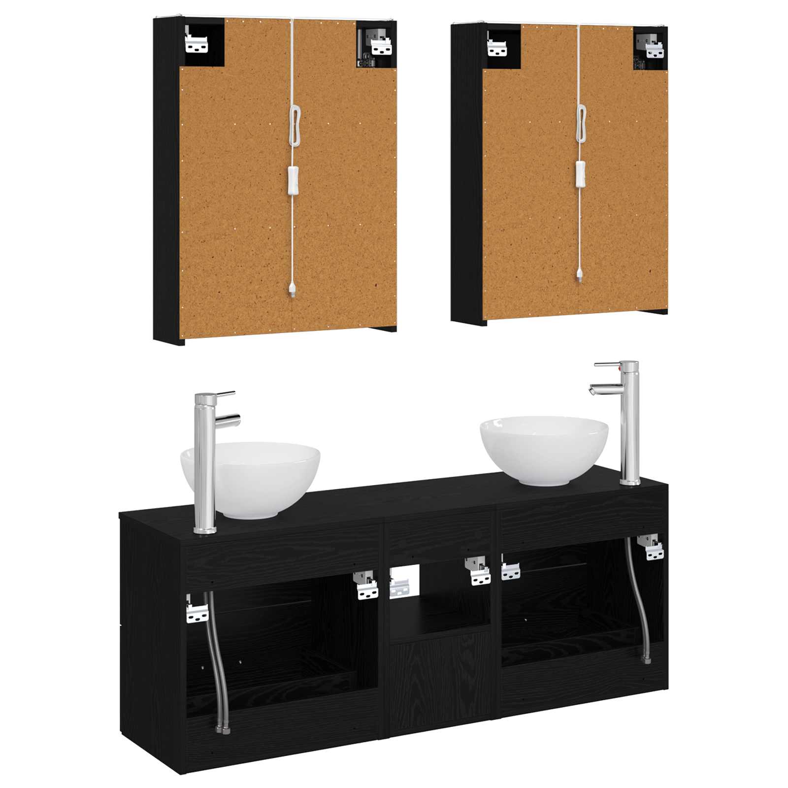 Σετ Ντουλαπιών Μπάνιου 5 pcs Μαύρη Δρυς 53 x 15,5 x 70 εκ.