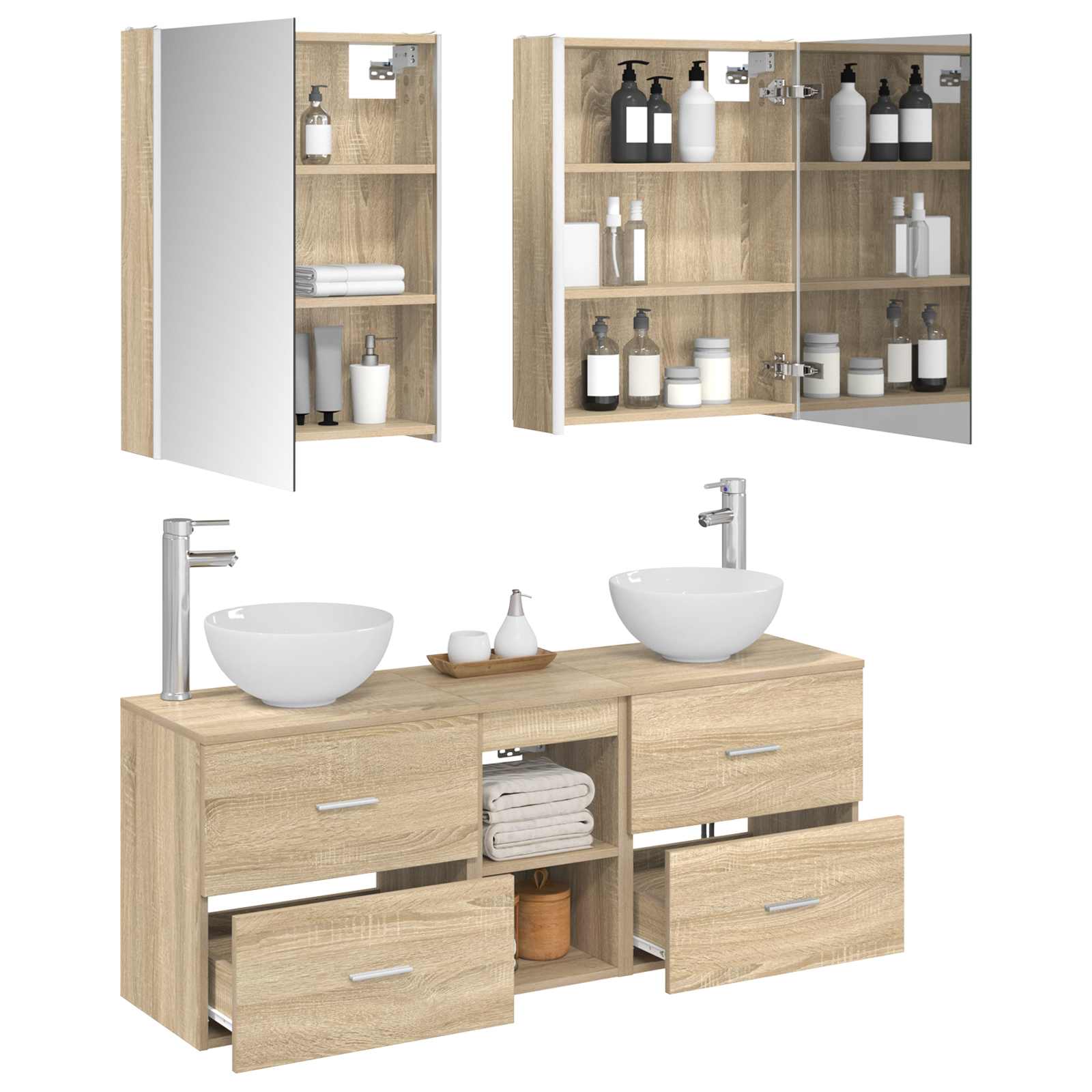 Σετ Ντουλαπιών Μπάνιου 5 pcs Sonoma Δρυς 53 x 15,5 x 70 εκ.