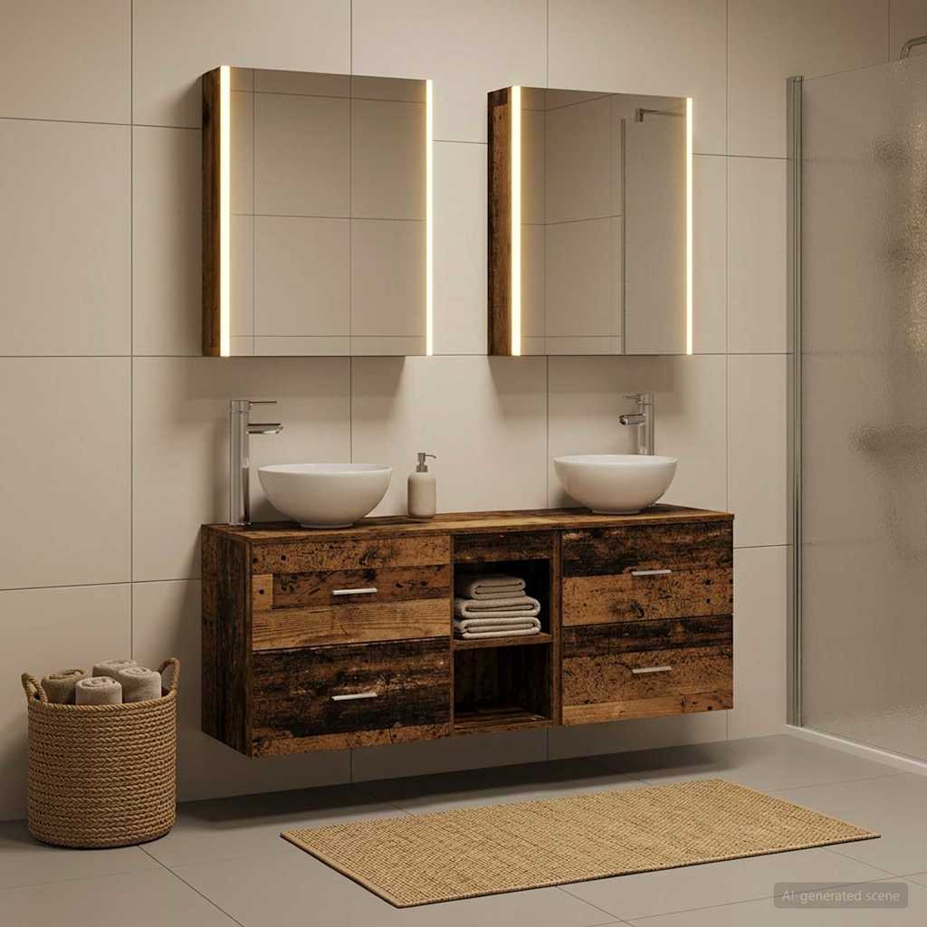 Σετ Ντουλαπιών Μπάνιου 5 τμχ. Παλαιωμένο ξύλο - Pakobazaar