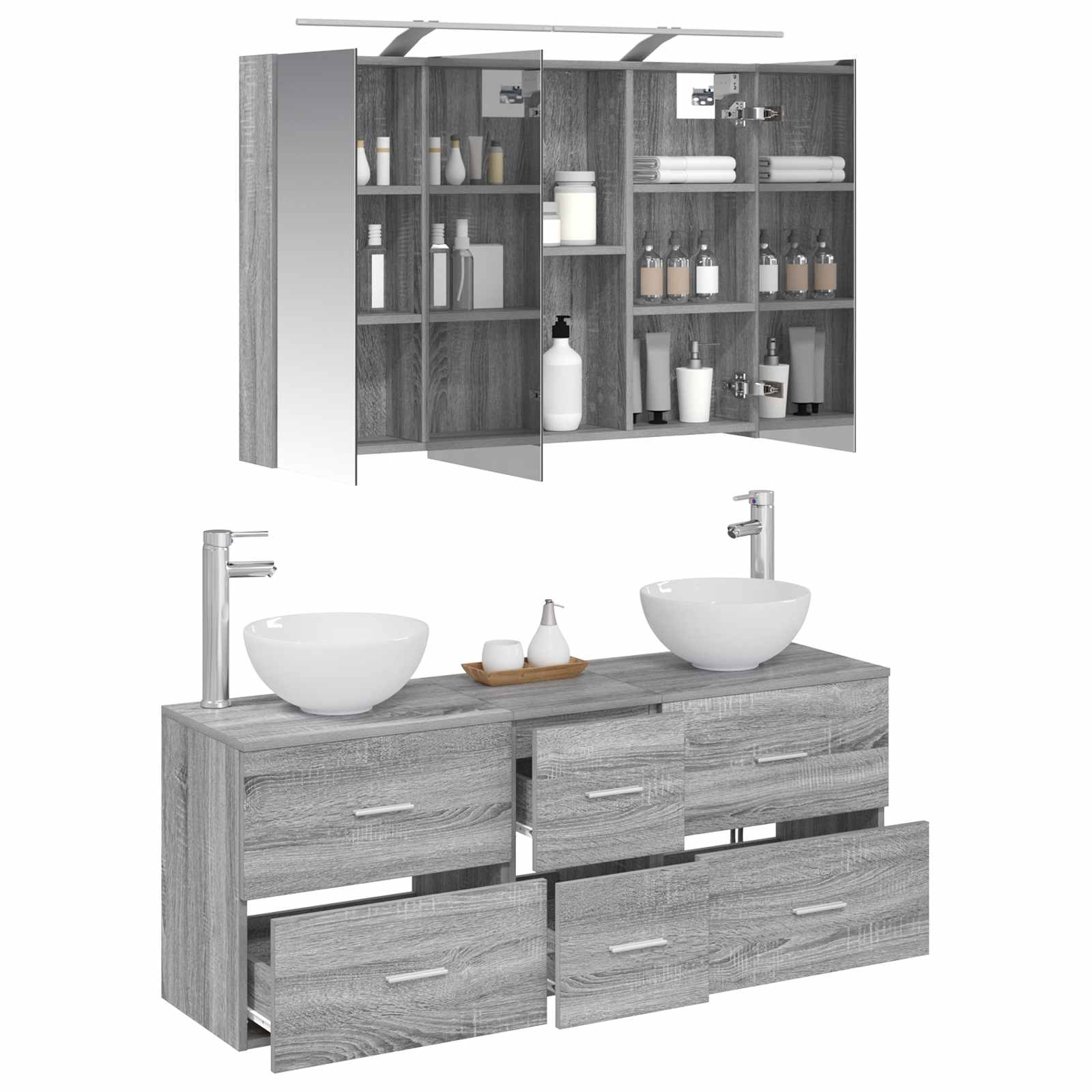 Σετ Επίπλων Μπάνιου 4 pcs Γκρι Sonoma