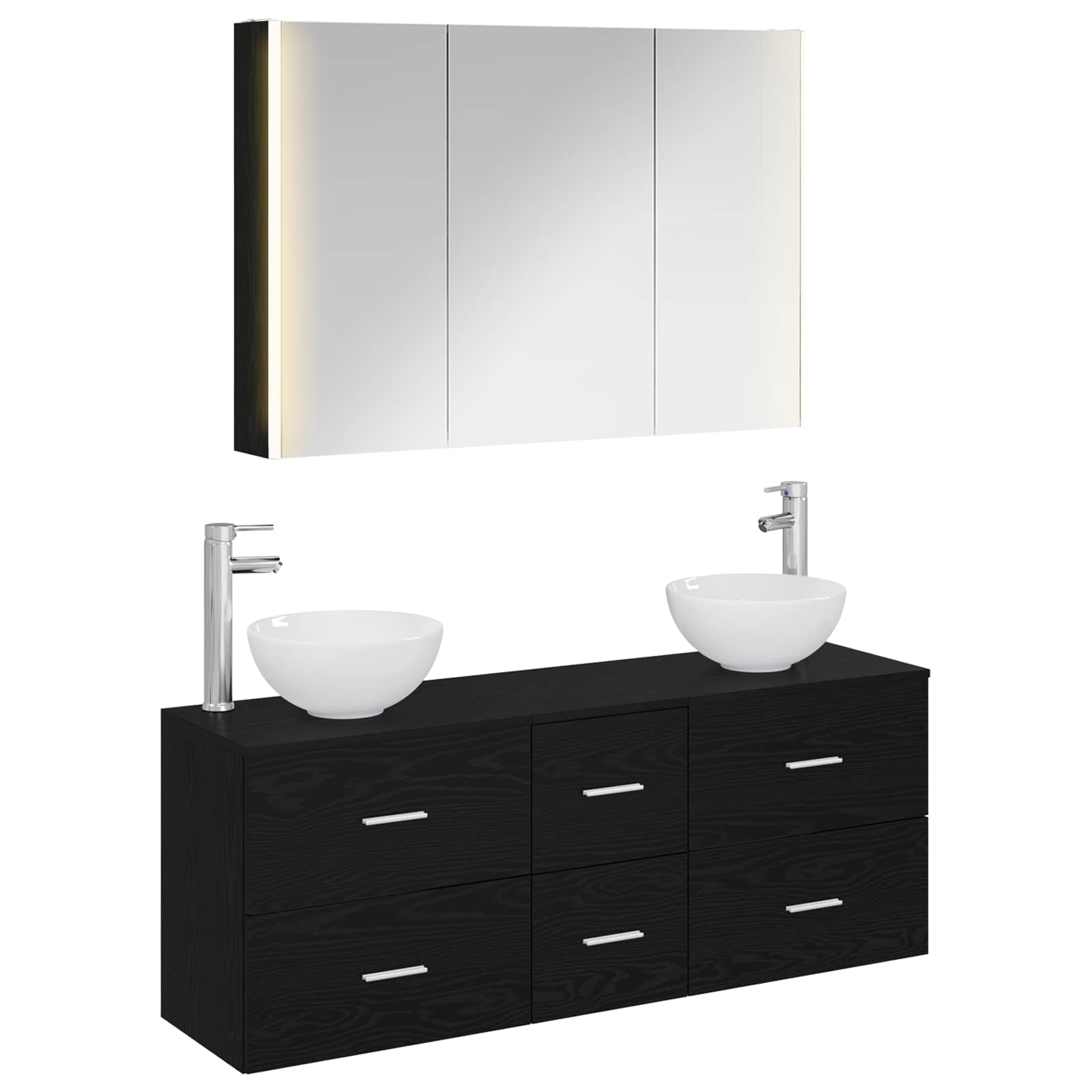 Σετ Επίπλων Μπάνιου 4 pcs Μαύρη Δρυς