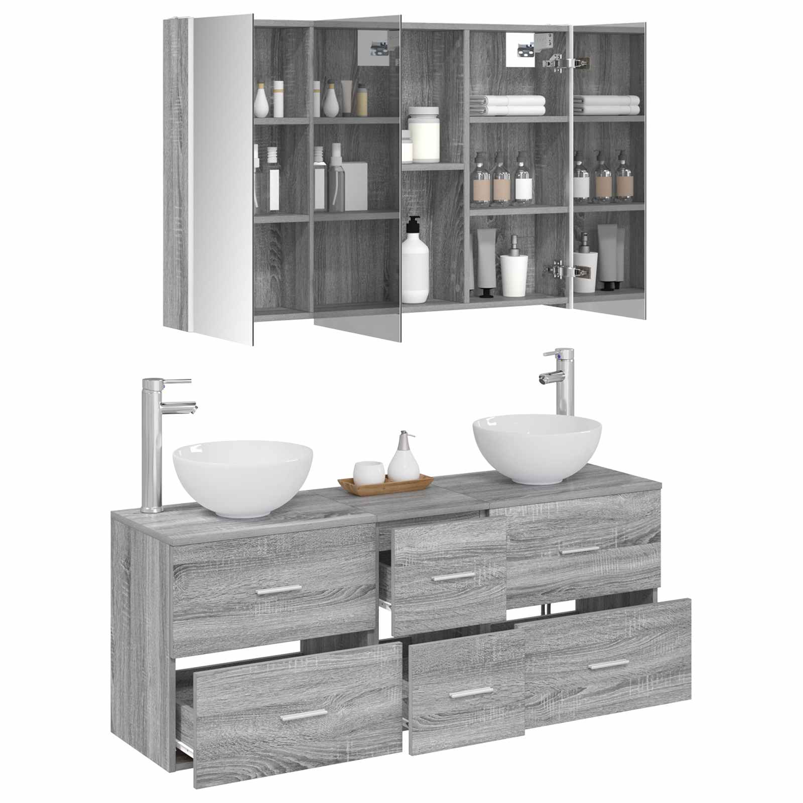 Σετ Επίπλων Μπάνιου 4 pcs Γκρι Sonoma