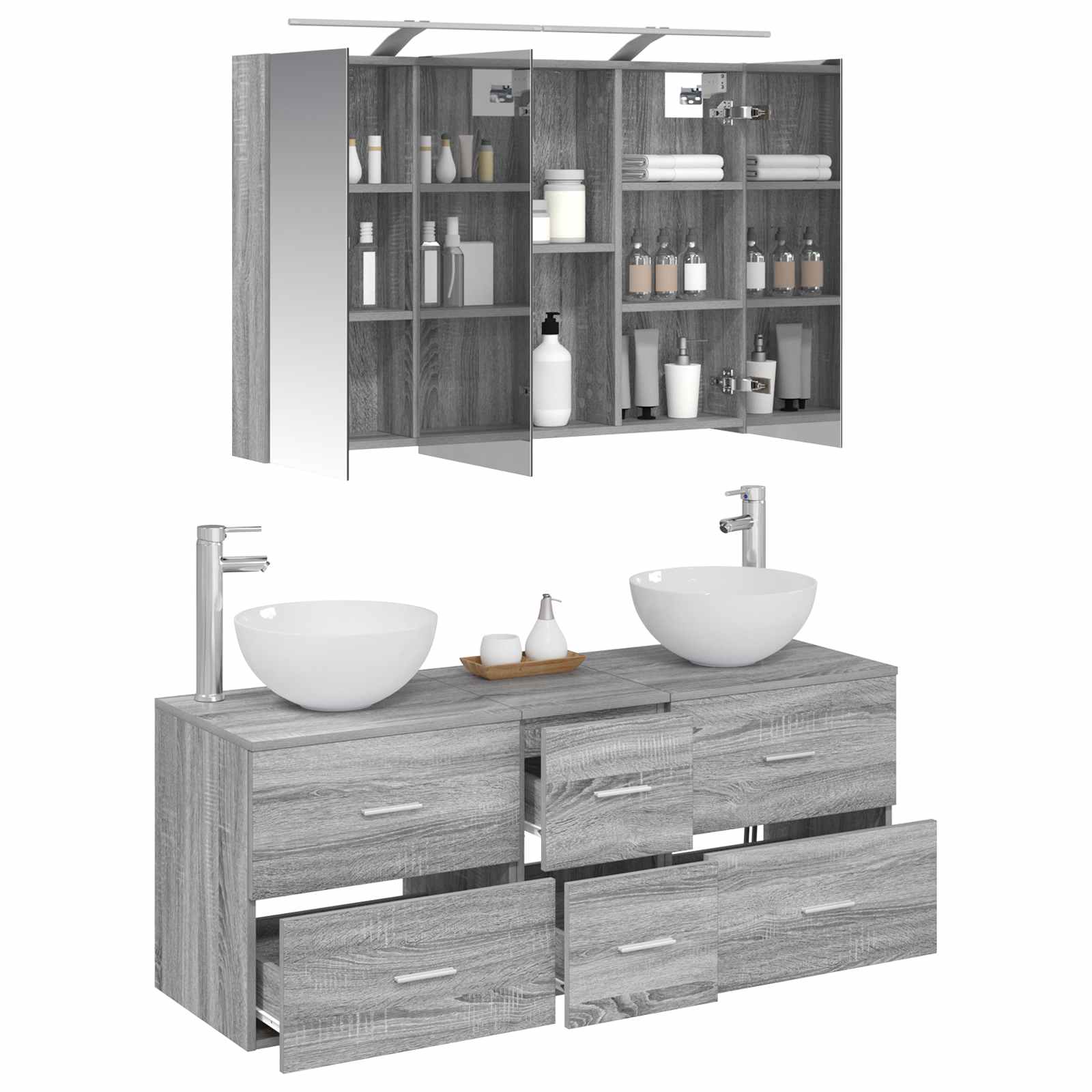 Σετ Επίπλων Μπάνιου 4 pcs Γκρι Sonoma