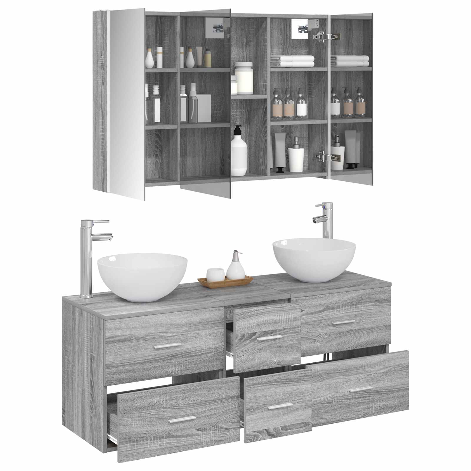 Σετ Επίπλων Μπάνιου 4 pcs Γκρι Sonoma