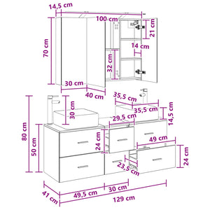 Σετ Επίπλων Μπάνιου 4 pcs Sonoma Δρυς - Pakobazaar