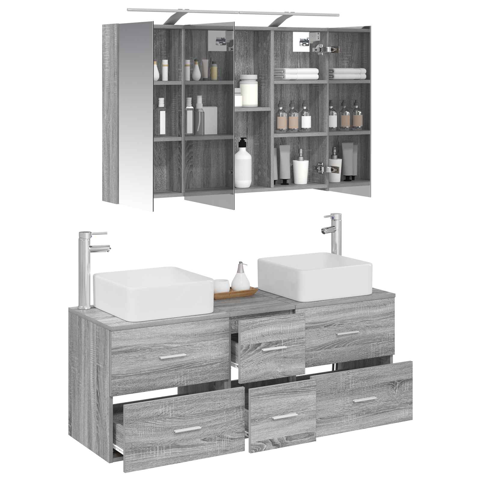 Σετ Επίπλων Μπάνιου 4 pcs Γκρι Sonoma