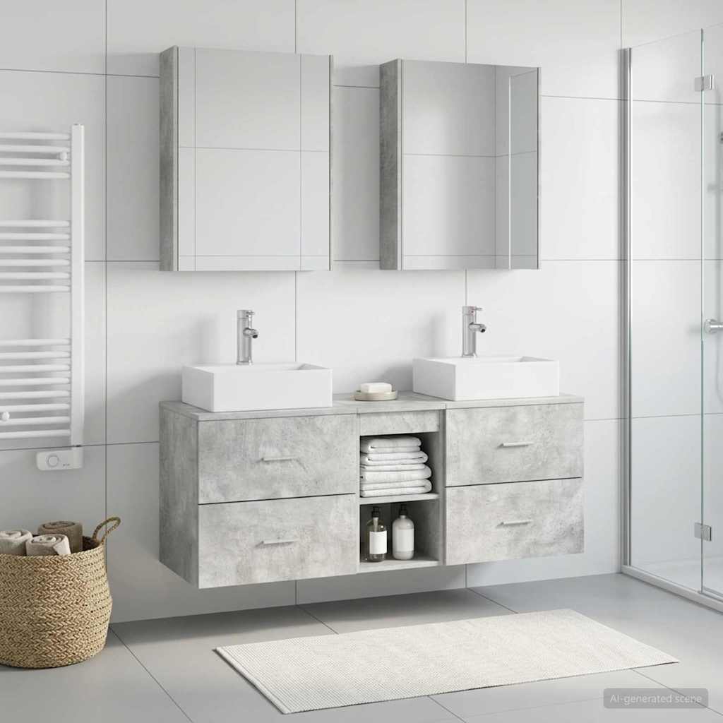 Σετ Επίπλων Μπάνιου 5 pcs Γκρι Σκυροδέματος