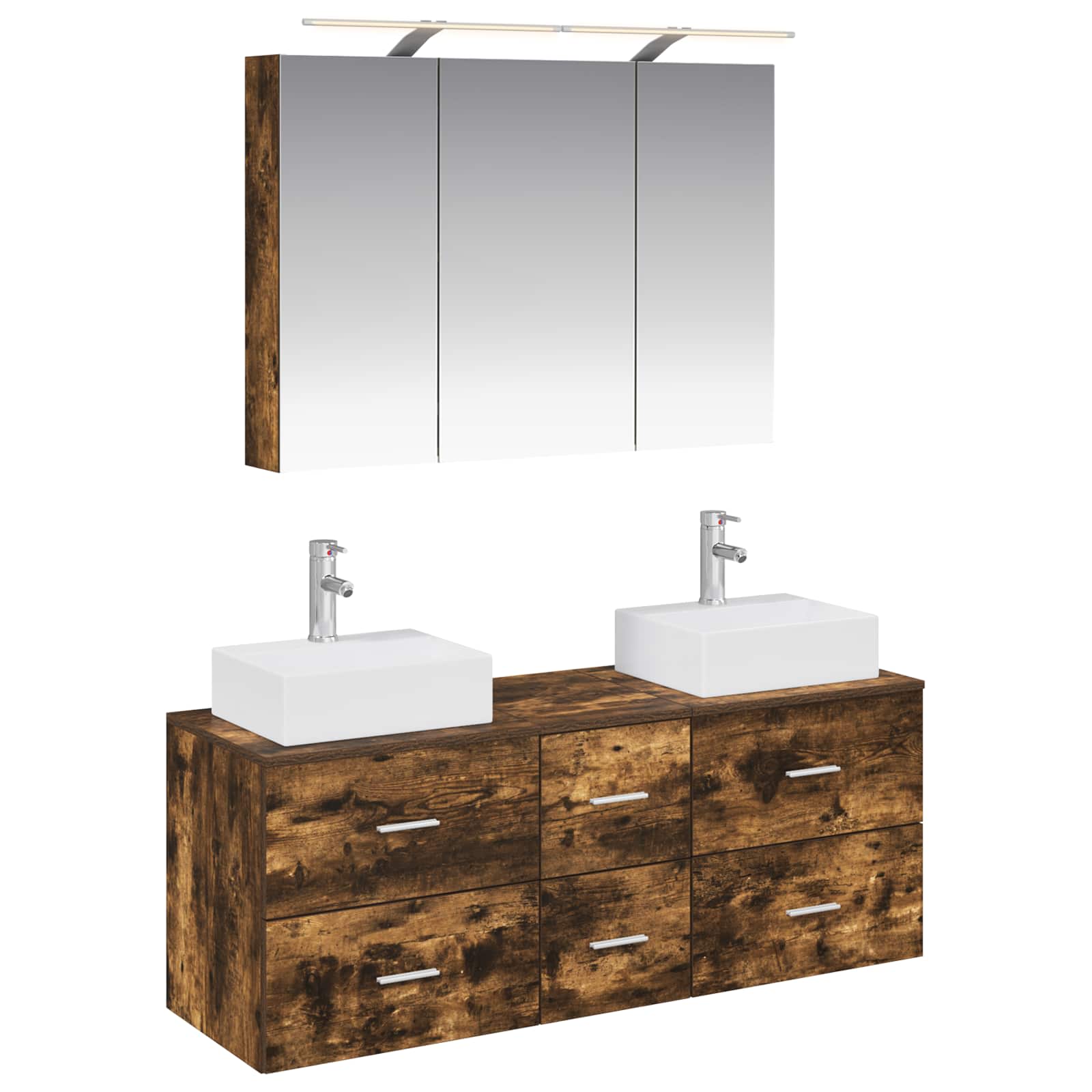 Σετ Επίπλων Μπάνιου 4 pcs Καπνισμένο Ξύλο Δρυός