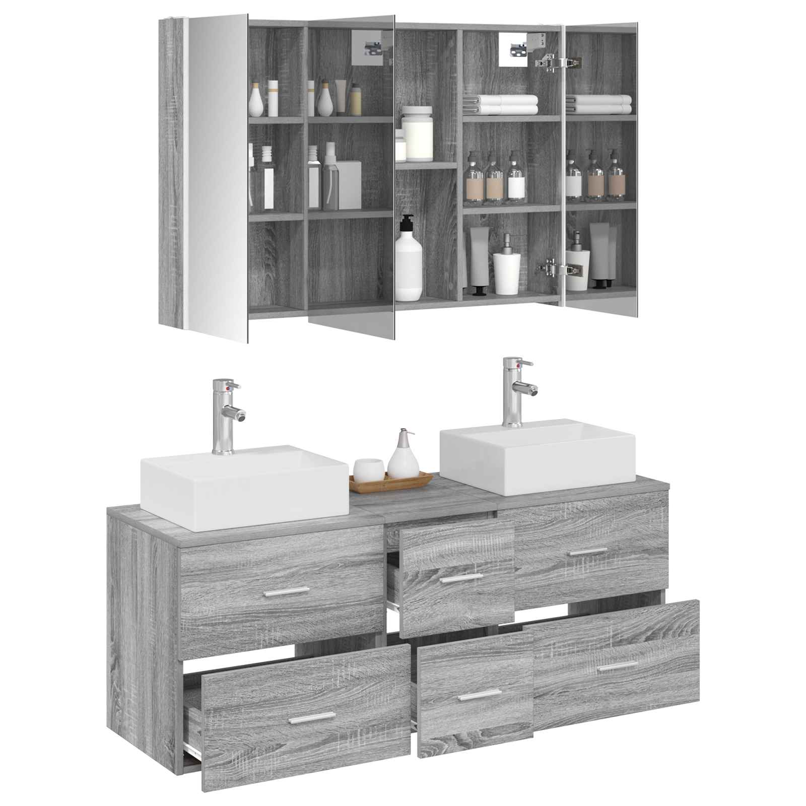 Σετ Επίπλων Μπάνιου 4 pcs Γκρι Sonoma