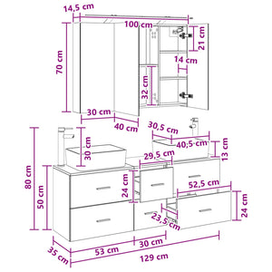 Σετ Επίπλων Μπάνιου 4 pcs Sonoma Δρυς - Pakobazaar