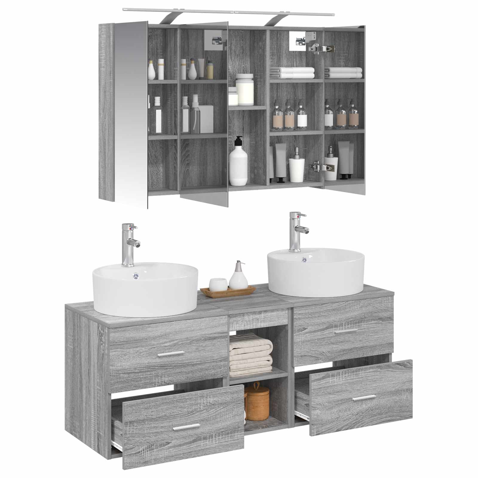 Σετ Επίπλων Μπάνιου 4 pcs Γκρι Sonoma