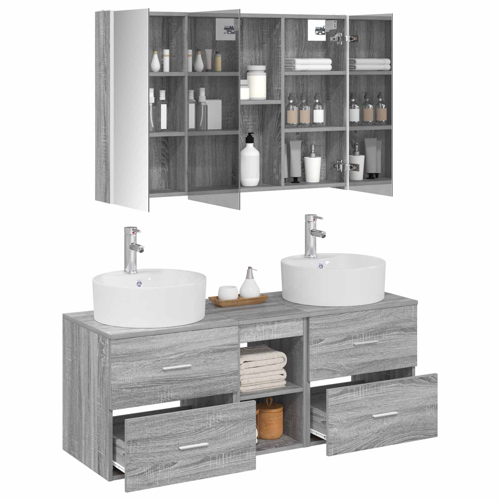 Σετ Επίπλων Μπάνιου 4 pcs Γκρι Sonoma