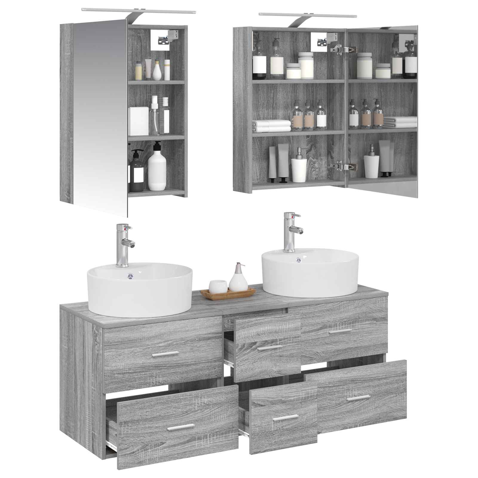 Σετ Επίπλων Μπάνιου 5 pcs Γκρι Sonoma