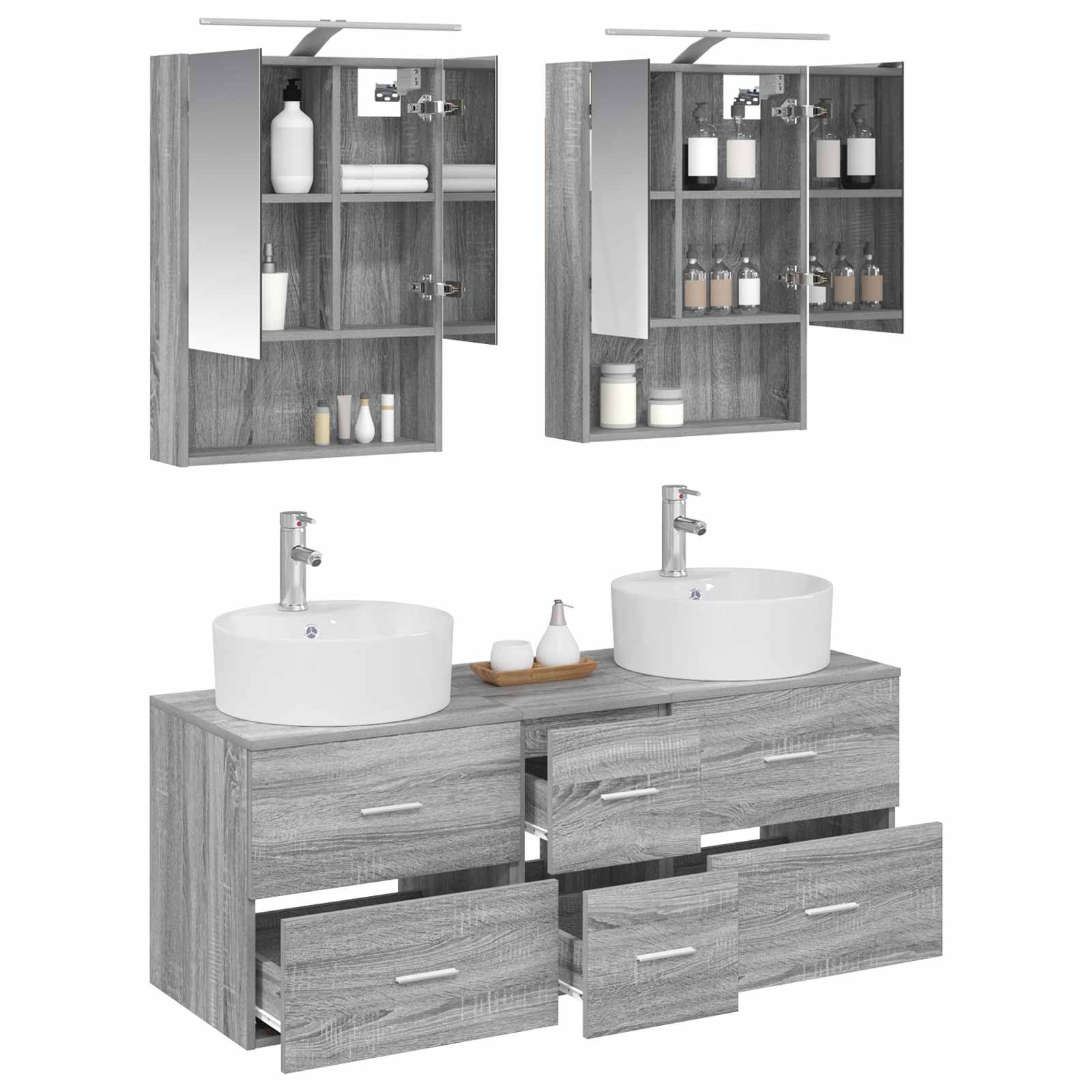 Σετ Επίπλων Μπάνιου 5 pcs Γκρι Sonoma