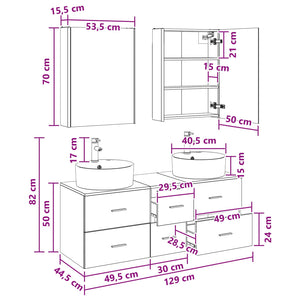 Σετ Επίπλων Μπάνιου 5 pcs Sonoma Δρυς - Pakobazaar