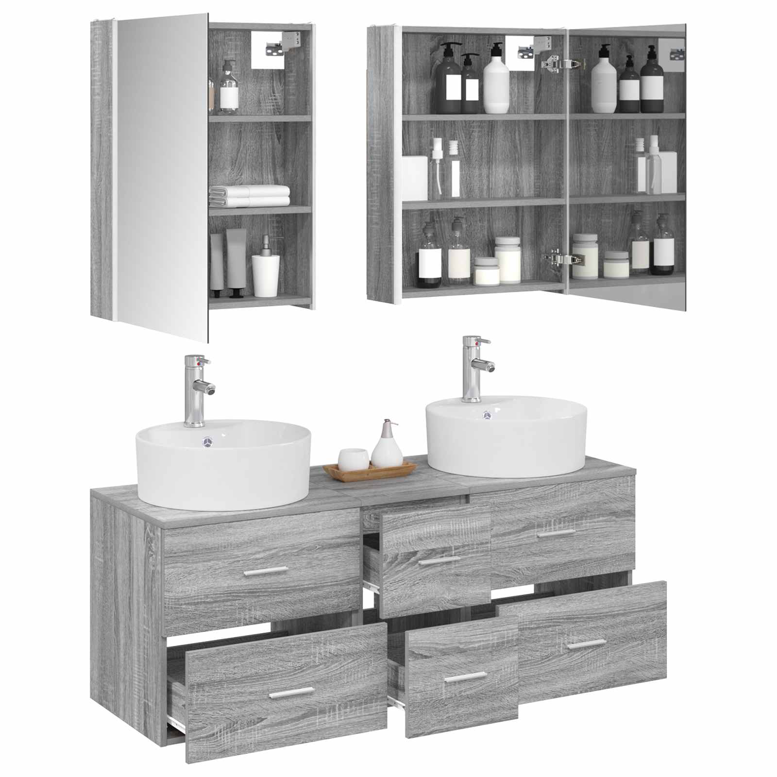 Σετ Επίπλων Μπάνιου 5 pcs Γκρι Sonoma