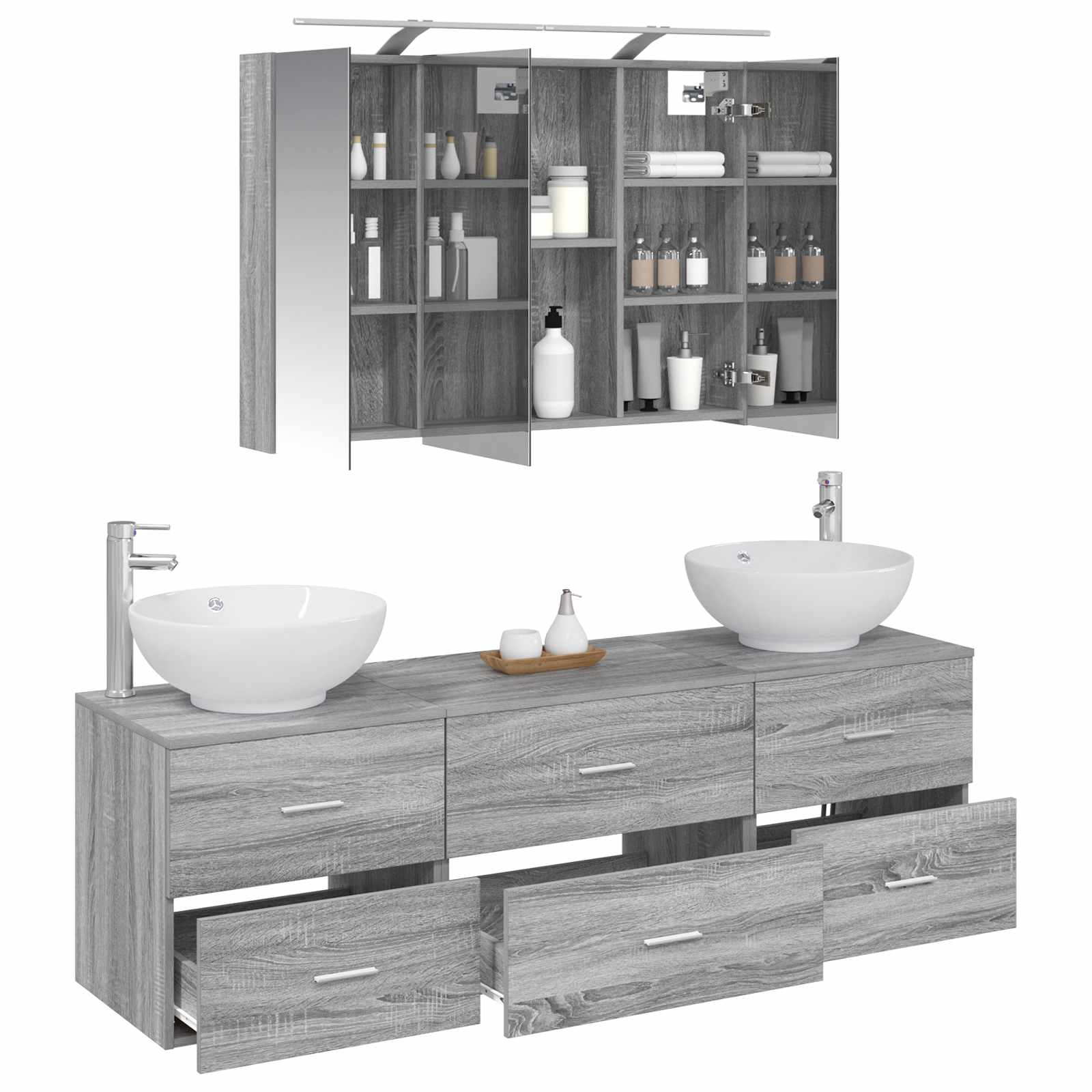 Σετ Επίπλων Μπάνιου 4 pcs Γκρι Sonoma