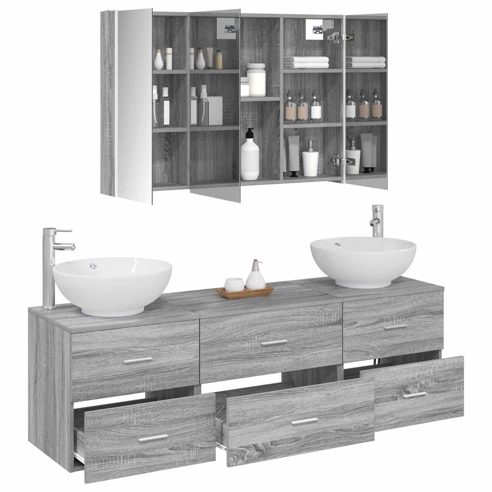 Σετ Επίπλων Μπάνιου 4 pcs Γκρι Sonoma