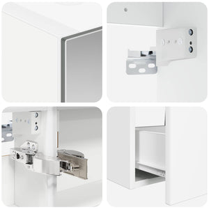Σετ Επίπλων Μπάνιου 5 pcs Λευκό Επεξεργασμένο Ξύλο και Γυαλί - Pakobazaar