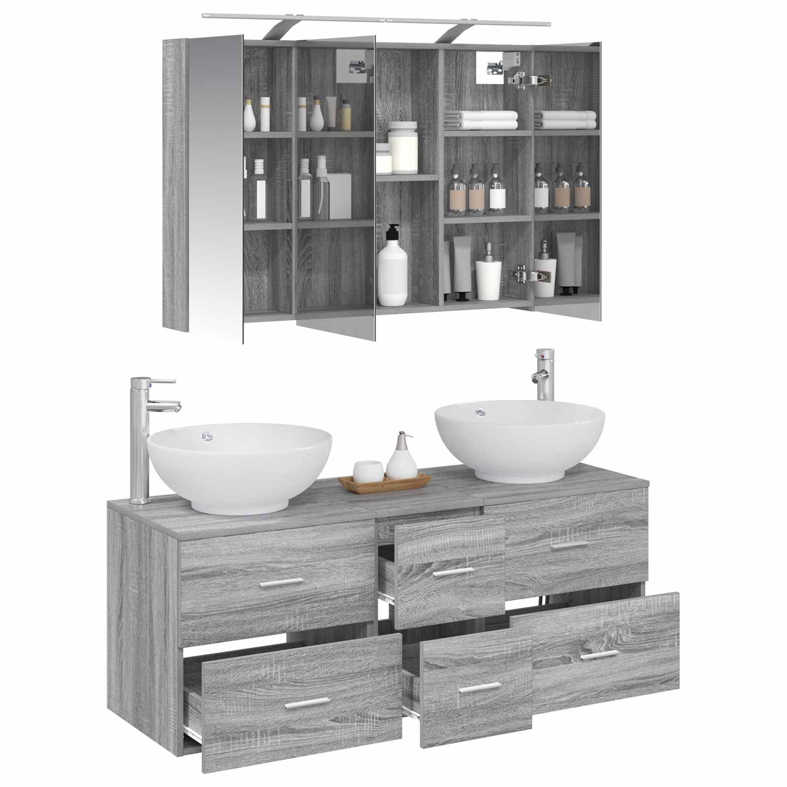 Σετ Επίπλων Μπάνιου 4 pcs Γκρι Sonoma