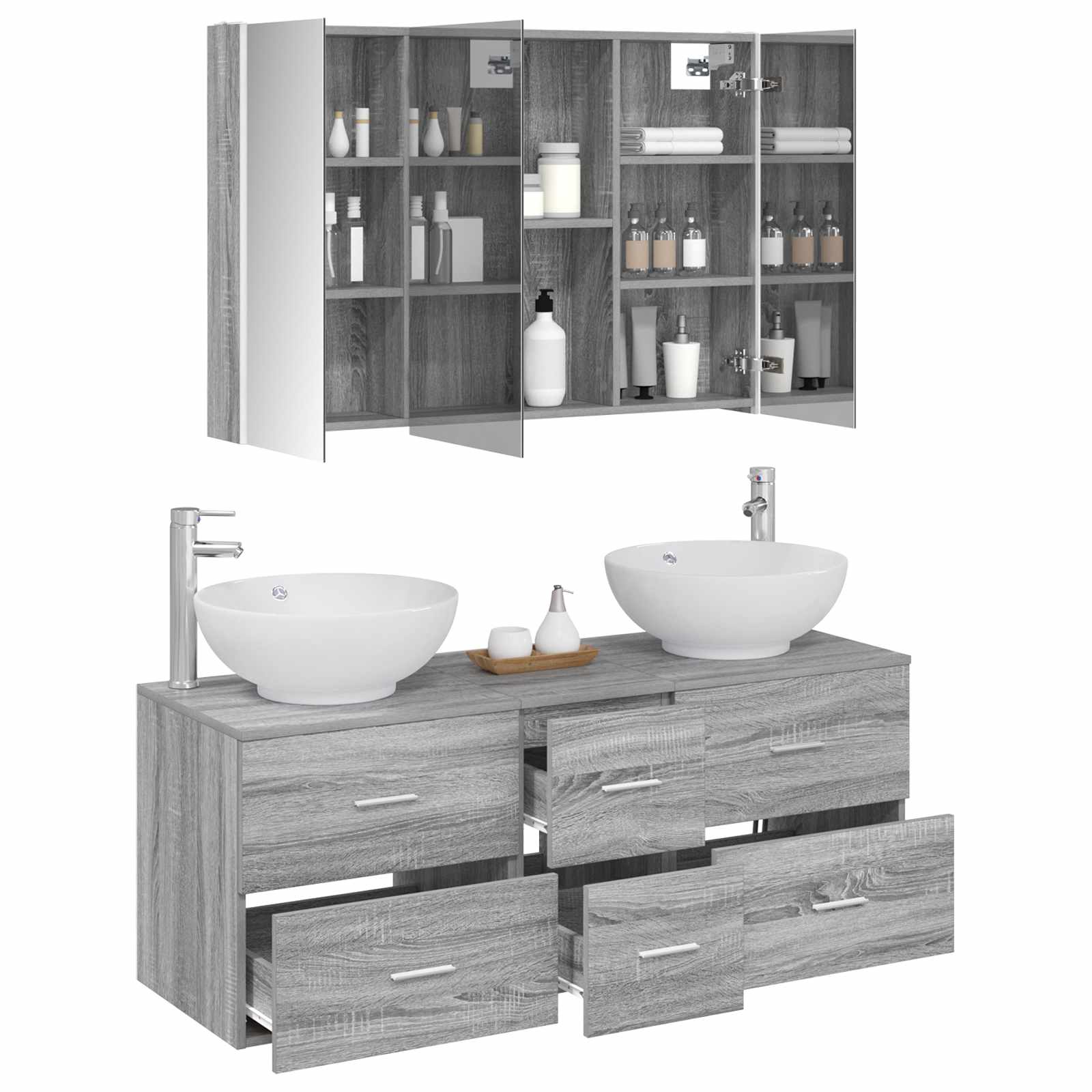 Σετ Επίπλων Μπάνιου 4 pcs Γκρι Sonoma