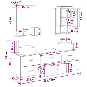 Σετ Επίπλων Μπάνιου 5 pcs Γκρι Σκυροδέματος - Pakobazaar