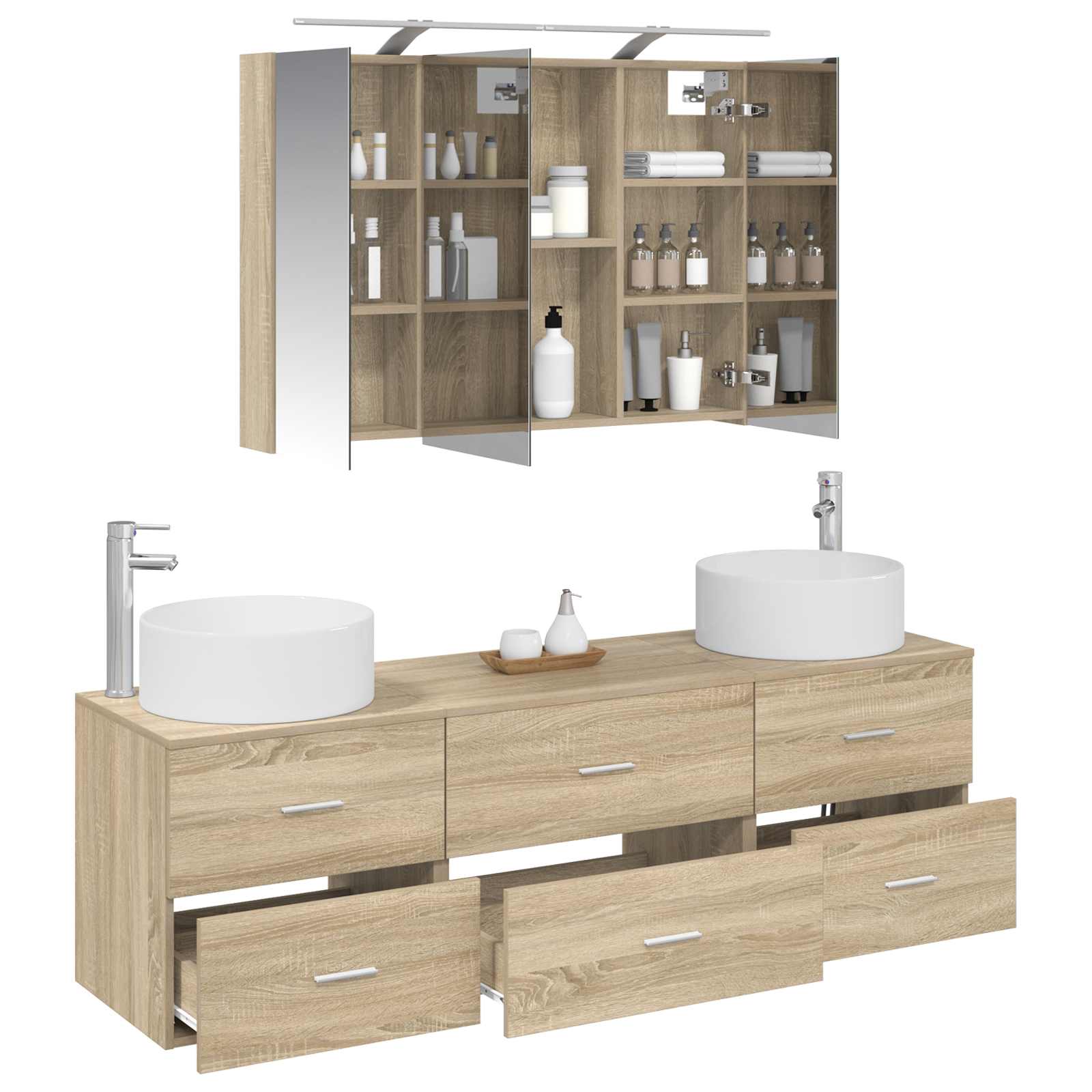 Σετ Επίπλων Μπάνιου 4 pcs Sonoma Δρυς - Pakobazaar