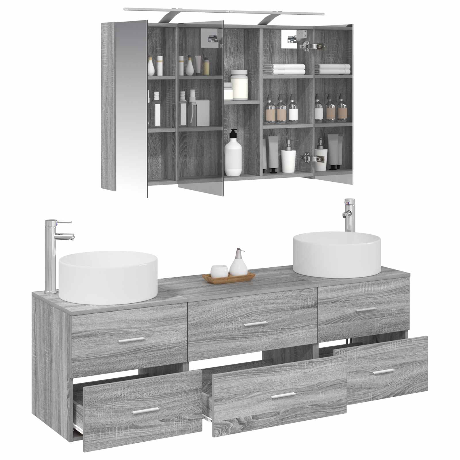 Σετ Επίπλων Μπάνιου 4 pcs Γκρι Sonoma - Pakobazaar
