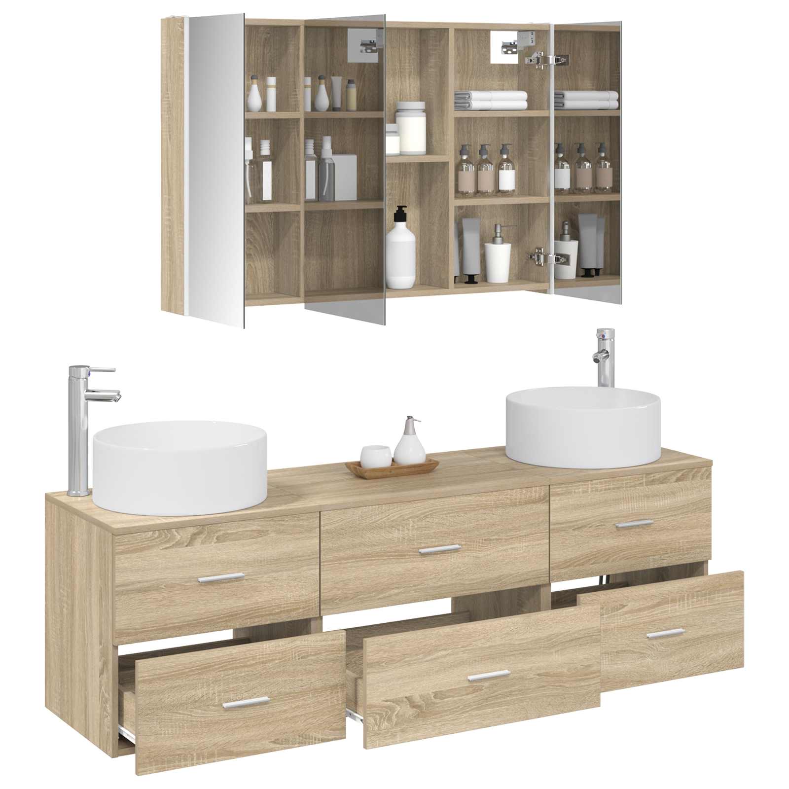 Σετ Επίπλων Μπάνιου 4 pcs Sonoma Δρυς - Pakobazaar