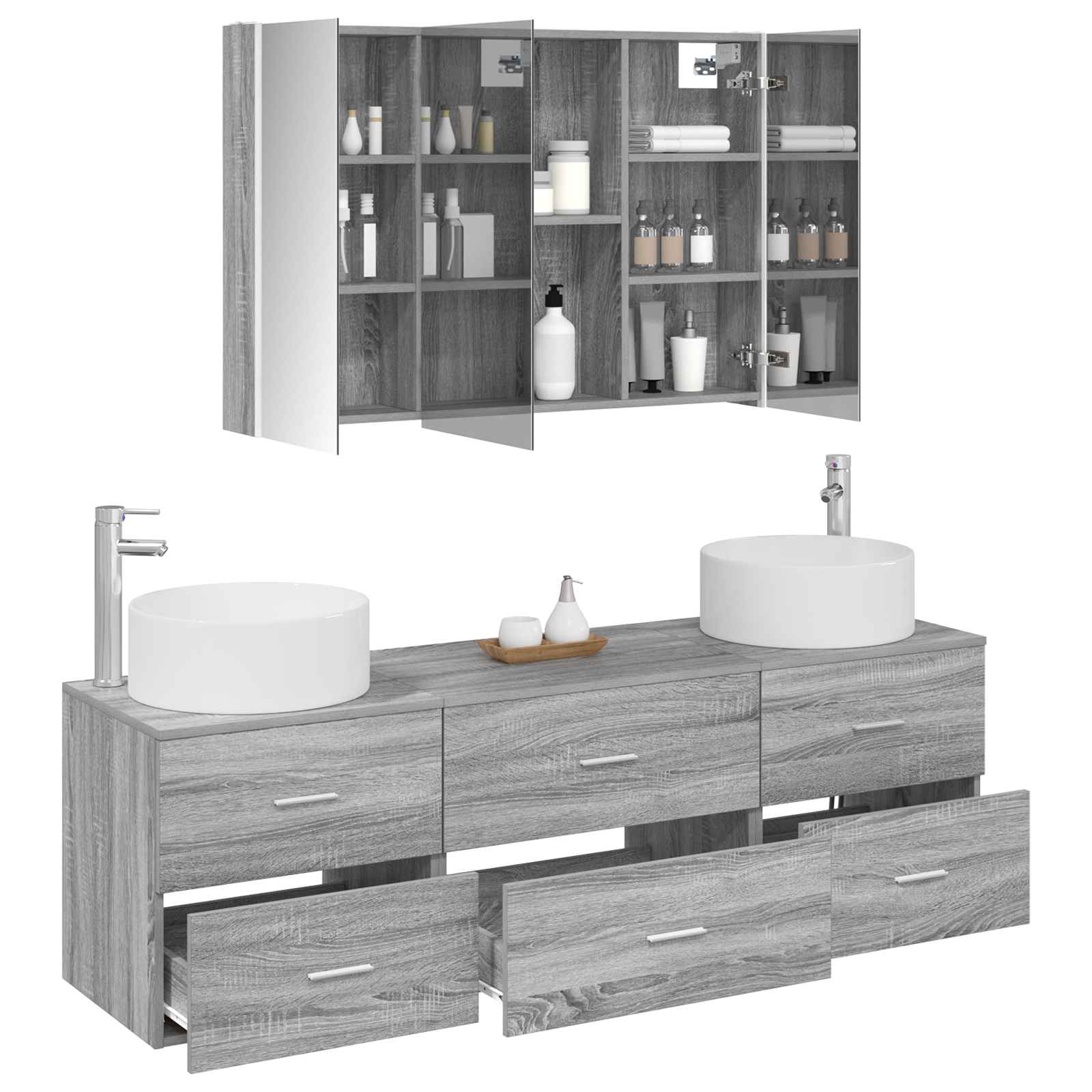 Σετ Επίπλων Μπάνιου 4 pcs Γκρι Sonoma - Pakobazaar