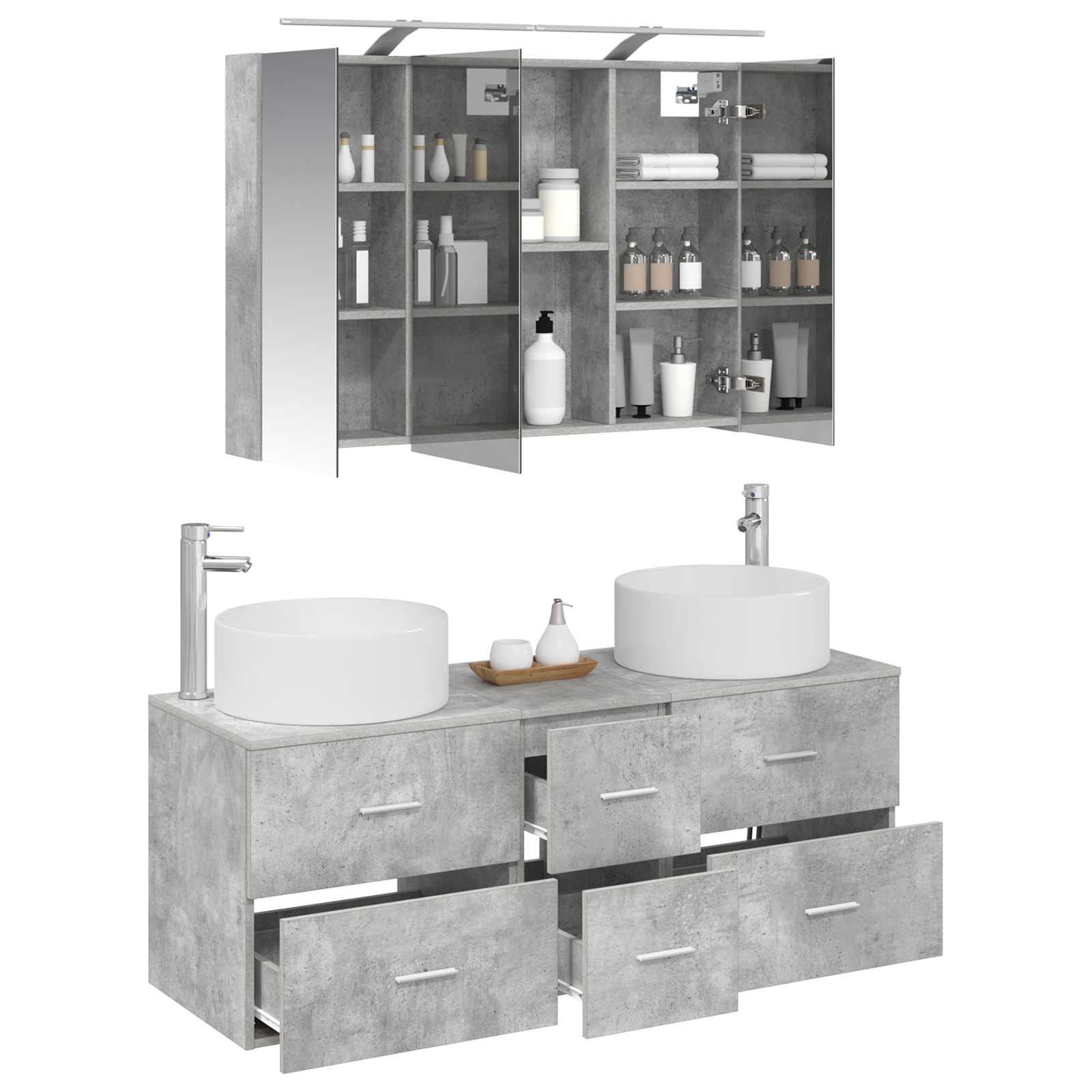 Σετ Επίπλων Μπάνιου 4 pcs Γκρι Σκυροδέματος - Pakobazaar