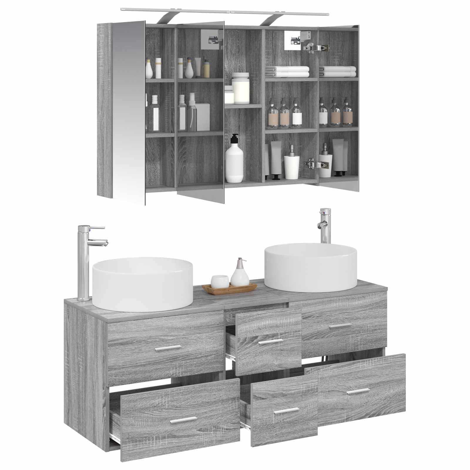 Σετ Επίπλων Μπάνιου 4 pcs Γκρι Sonoma - Pakobazaar