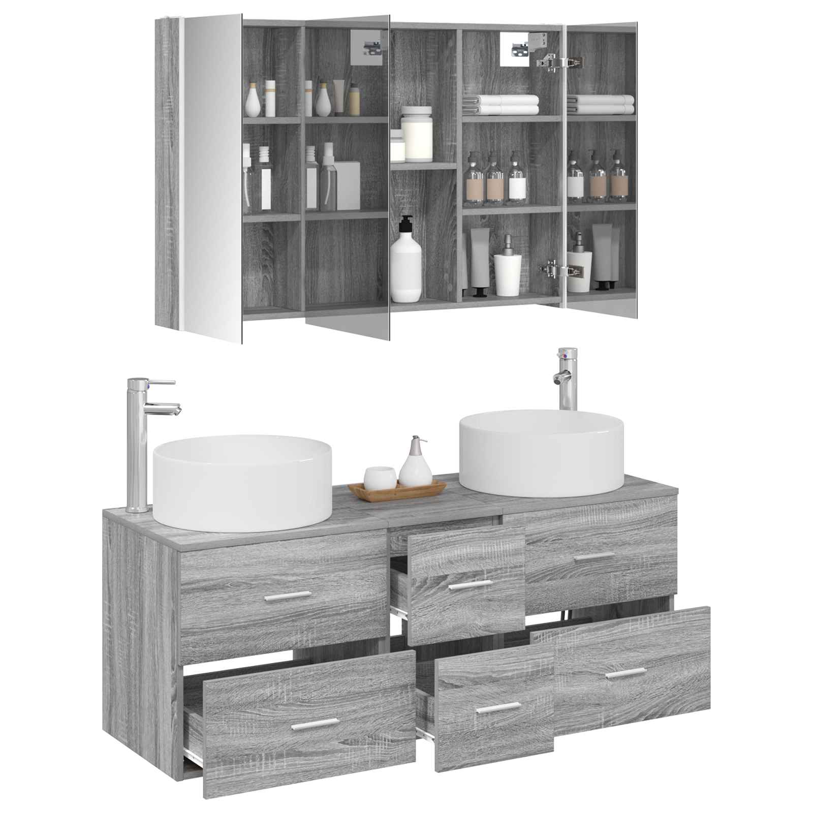 Σετ Επίπλων Μπάνιου 4 pcs Γκρι Sonoma - Pakobazaar