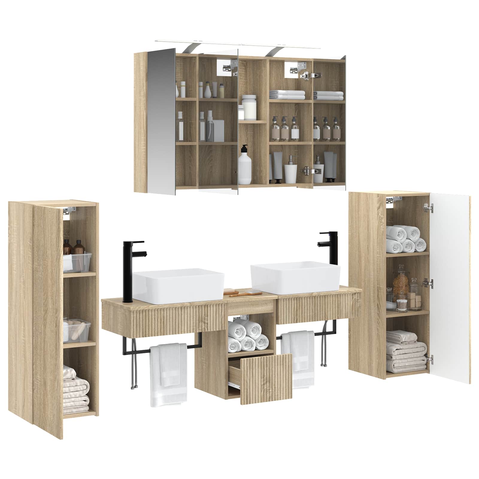 Σετ Επίπλων Μπάνιου 6 pcs Sonoma Δρυς - Pakobazaar