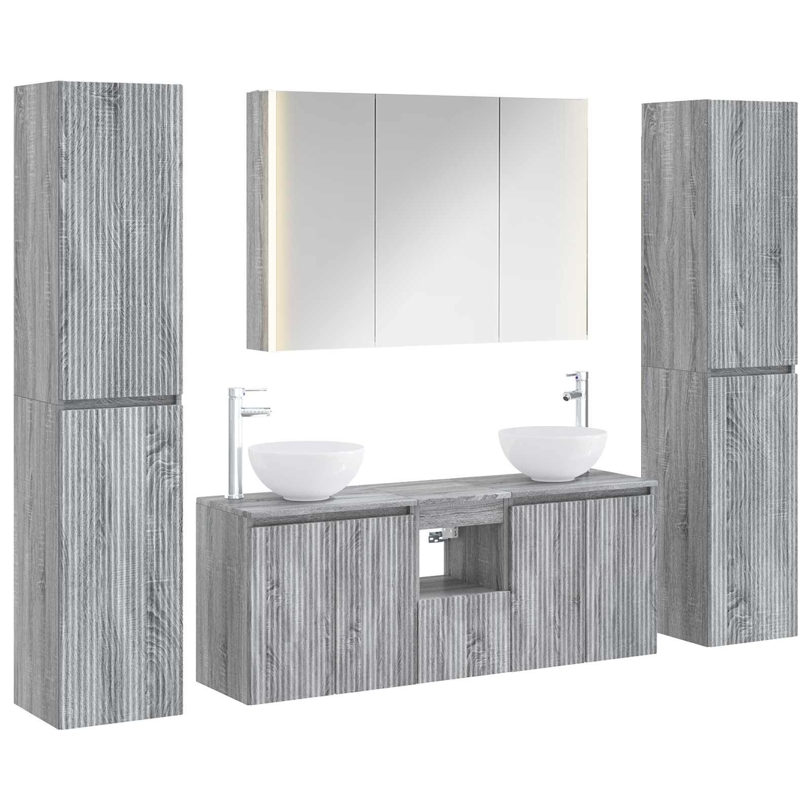 Σετ Επίπλων Μπάνιου 6 pcs Γκρι Sonoma - Pakobazaar